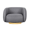 Eros 35 Inch Swivel Accent Chair Plush Gray Fabric Upholstery Gold Base By Casagear Home BM312108