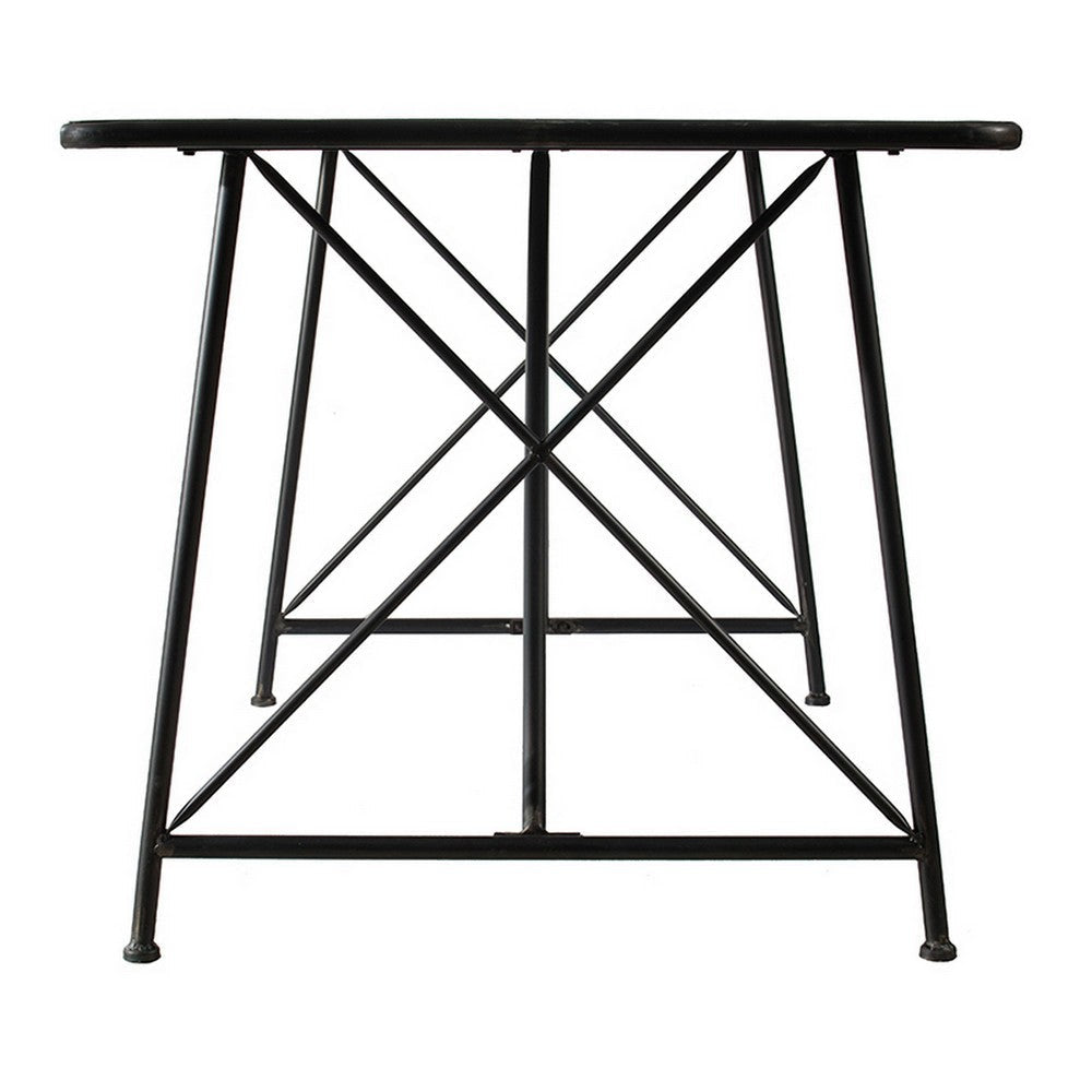 79 Inch Dining Table Black Rectangular Top Sleek X Shaped Iron Legs By Casagear Home BM312109