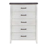 Akira 42 Inch Tall Dresser Chest, 5 Drawers, White Solid Wood, Gray Top By Casagear Home