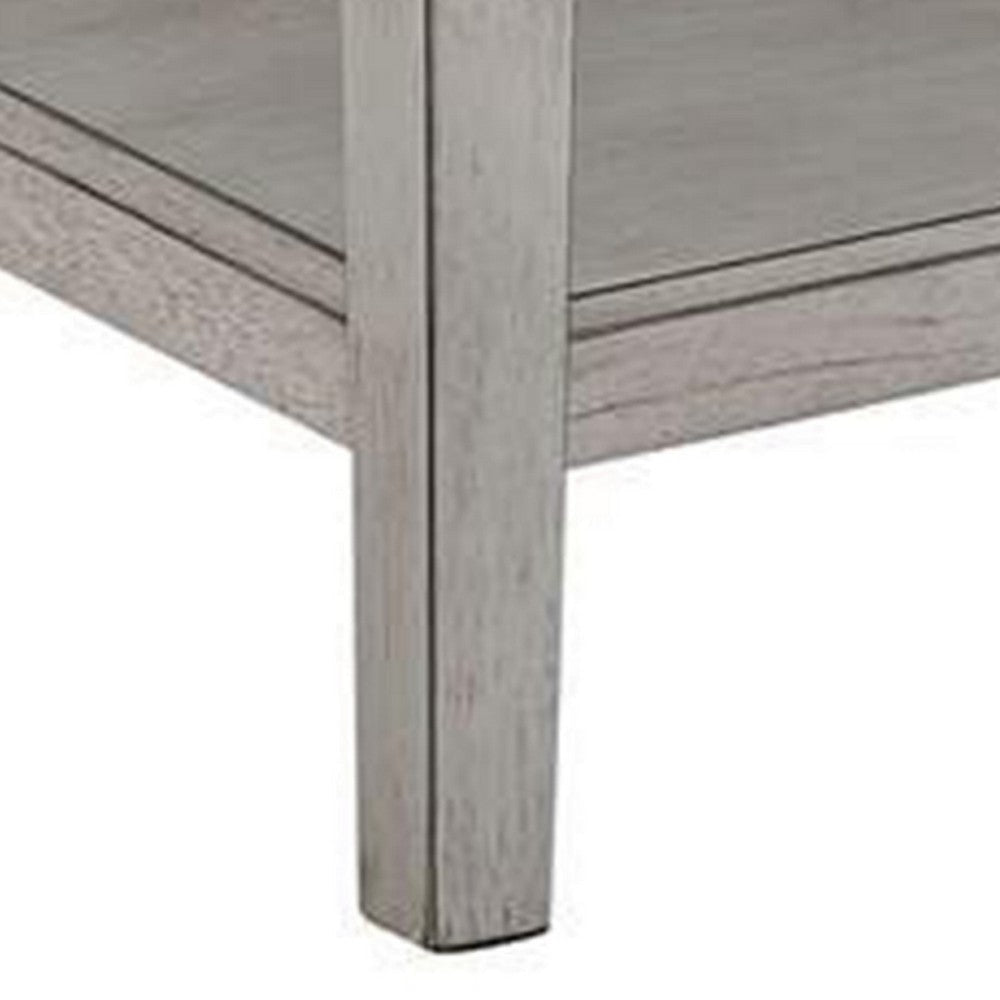 Eleni 24 Inch Side Table Square Bottom Shelf Antique White and Gray Wood By Casagear Home BM312127