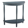 Kiana 28 Inch Side End Table, Bottom Shelf, Semicircle, Antique Blue Wood By Casagear Home