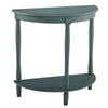 Kiana 28 Inch Side End Table, Bottom Shelf, Semicircle, Antique Teal Wood By Casagear Home