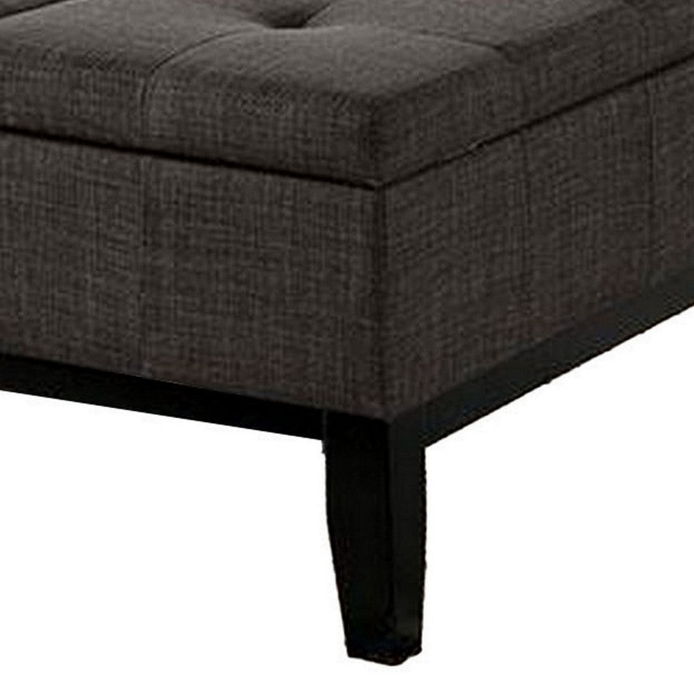 Orin 36 Inch Ottoman Split Storage Lid Tufted Dark Gray Upholstery Wood By Casagear Home BM312133