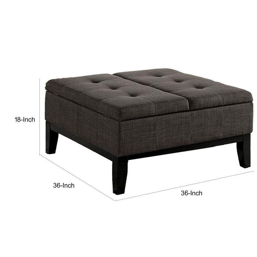 Orin 36 Inch Ottoman Split Storage Lid Tufted Dark Gray Upholstery Wood By Casagear Home BM312133