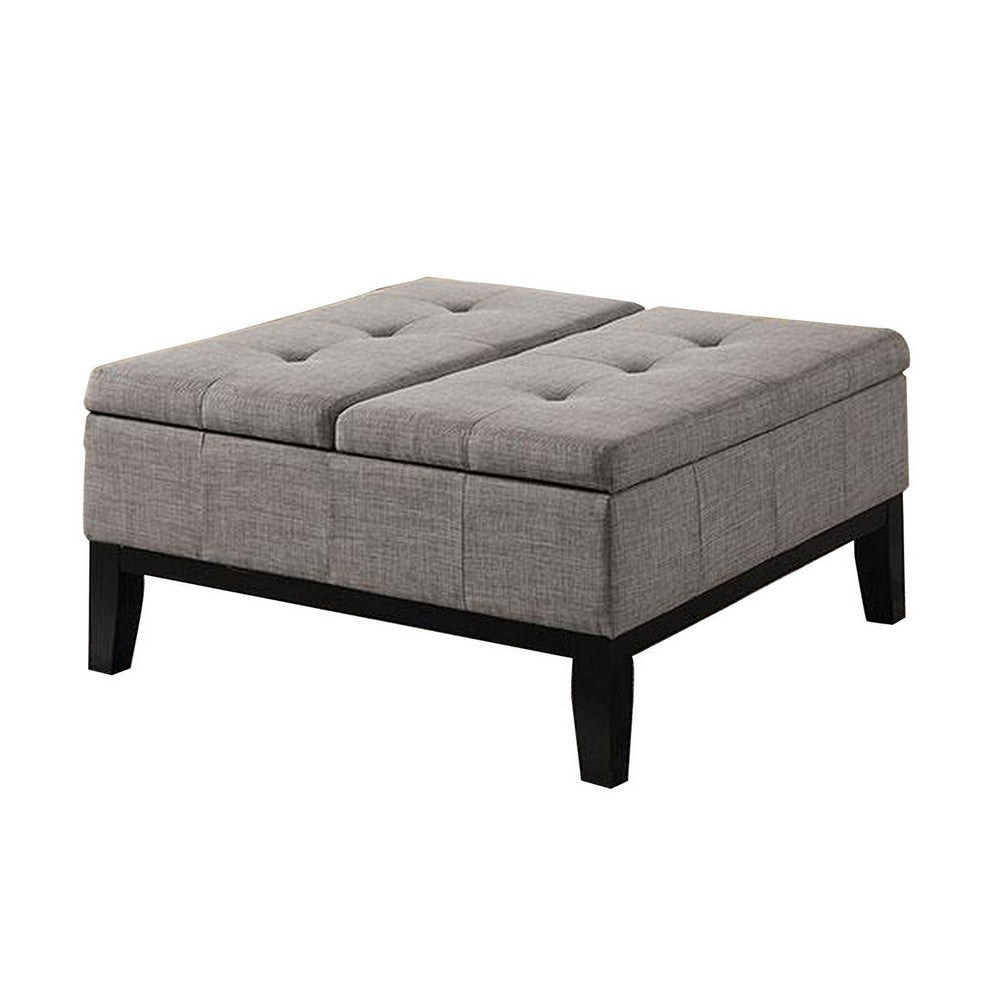 Orin 36 Inch Ottoman Split Storage Lid Tufted Light Gray Upholstery Wood By Casagear Home BM312134