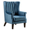 32 Inch Accent Chair, Wingback, Channel Tufted Dark Teal Fabric, Solid Wood By Casagear Home