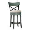 Vesper 27 Inch Swivel Counter Stool Chair Set of 2, Beige Seat, Green Wood By Casagear Home