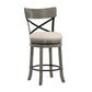 Vesper 27 Inch Swivel Counter Stool Chair Set of 2, Beige Seat, Gray Wood By Casagear Home