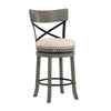 Vesper 27 Inch Swivel Counter Stool Chair Set of 2, Beige Seat, Gray Wood By Casagear Home