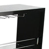 Zaina 42 Inch Modern Bar Table 3 Shelves Tempered Glass Black Chrome By Casagear Home BM312147