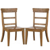 Lase 22 Inch Dining Side Chair Set of 2, Ladder Back, Natural Brown Wood By Casagear Home