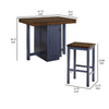 5 Piece Counter Height Dining Table Set 4 Stools Antique Oak Blue Wood By Casagear Home BM312191