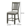 26 Inch Counter Height Chair Set of 2 Slat Back Gray Wood Fabric Seat By Casagear Home BM312192