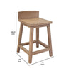 Umey 24 Inch Counter Stool Set of 2 Square Seat Low Backrest Brown Wood By Casagear Home BM312215