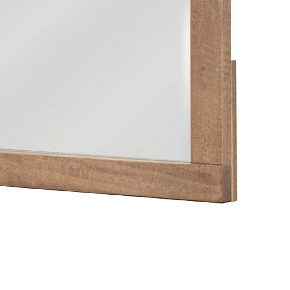 Neuv 33 x 36 Dresser Mirror Square Shape Solid Wood Frame Natural Brown By Casagear Home BM312239