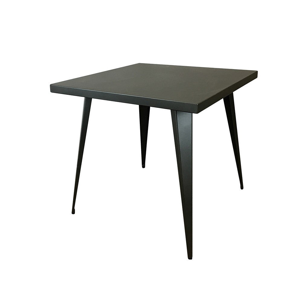 Oran 32 Inch Dining Table Square Metal Top Tapered Legs Gray Finish By Casagear Home BM312251