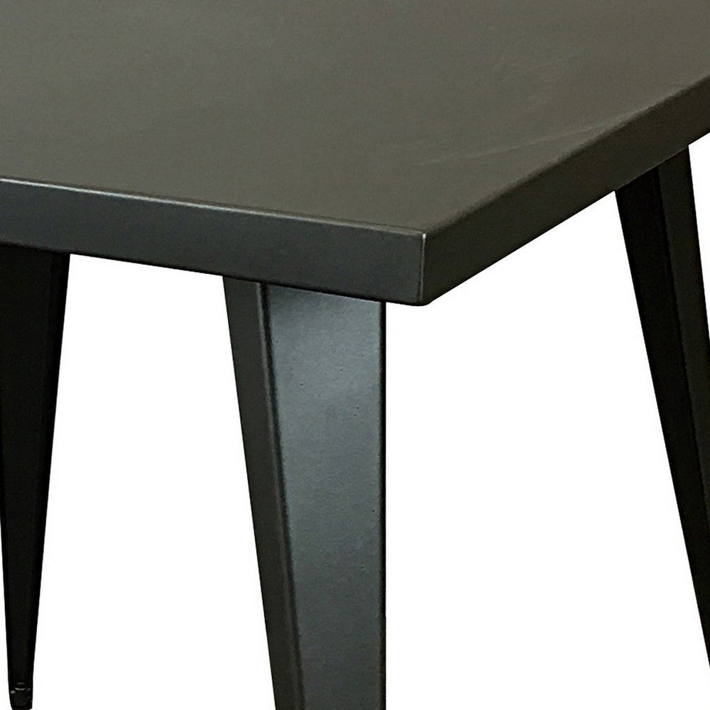 Oran 32 Inch Dining Table Square Metal Top Tapered Legs Gray Finish By Casagear Home BM312251