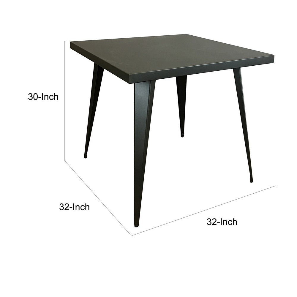 Oran 32 Inch Dining Table Square Metal Top Tapered Legs Gray Finish By Casagear Home BM312251