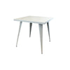 Oran 32 Inch Dining Table, Square Metal Top, Tapered Legs, White Finish By Casagear Home