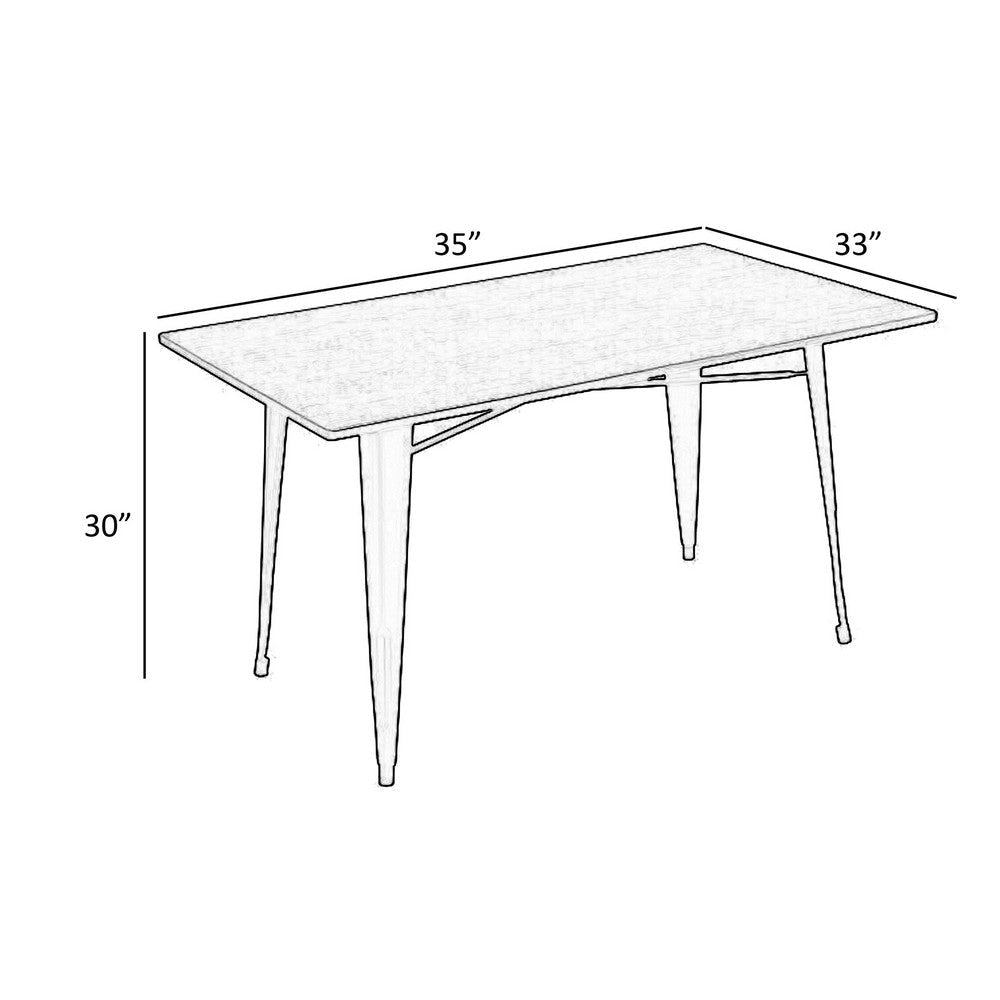 Matie 55 Inch Dining Table Rectangular Wood Top Metal Legs Natural By Casagear Home BM312254