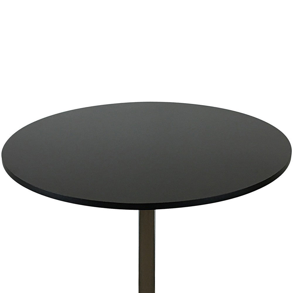 Mari 36 Inch Counter Height Table Black Round Top and Stainless Steel Base By Casagear Home BM312264