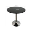 Mari 36 Inch Dining Table Smooth Black Round Top and Stainless Steel Base By Casagear Home BM312266