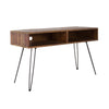 48 Inch Writing Desk, Industrial Style, 2 Brown Wood Shelves, Metal Legs By Casagear Home