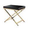 Myra 21 Inch Accent Stool Gray Faux Leather Gold Finished Cross Legs By Casagear Home BM312274