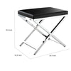 Myra 21 Inch Accent Stool Black Faux Leather Chrome Finished Cross Legs By Casagear Home BM312276