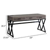 Gia 59 Inch Writing Desk 3 Drawers USB and Power Outlet Gray Sand Black By Casagear Home BM312286