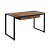 50 Inch Writing Desk, 1 Drawer, Black Metal, Dark Oak Brown Finished Top By Casagear Home