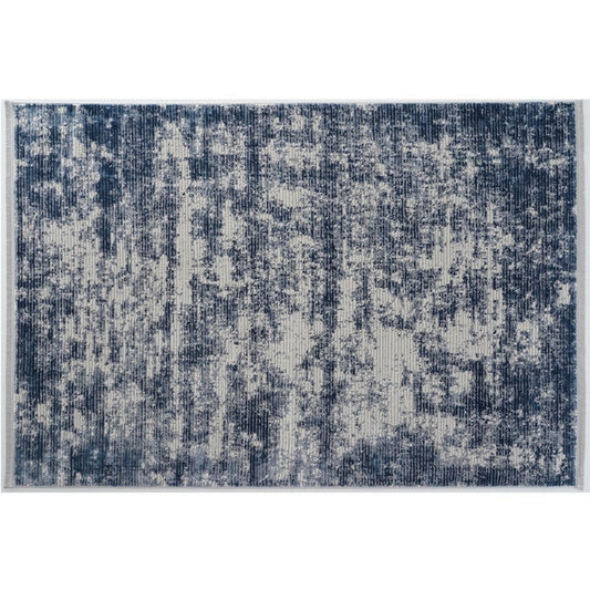 Trix 8 x 10 Large Area Rug, Abstract Bohemian, Gray and Blue Cotton Fiber By Casagear Home