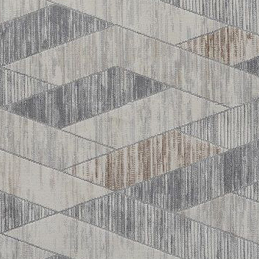 Trix 8 x 10 Large Area Rug Geometric Pattern Micro Fringe Gray Cotton By Casagear Home BM312332