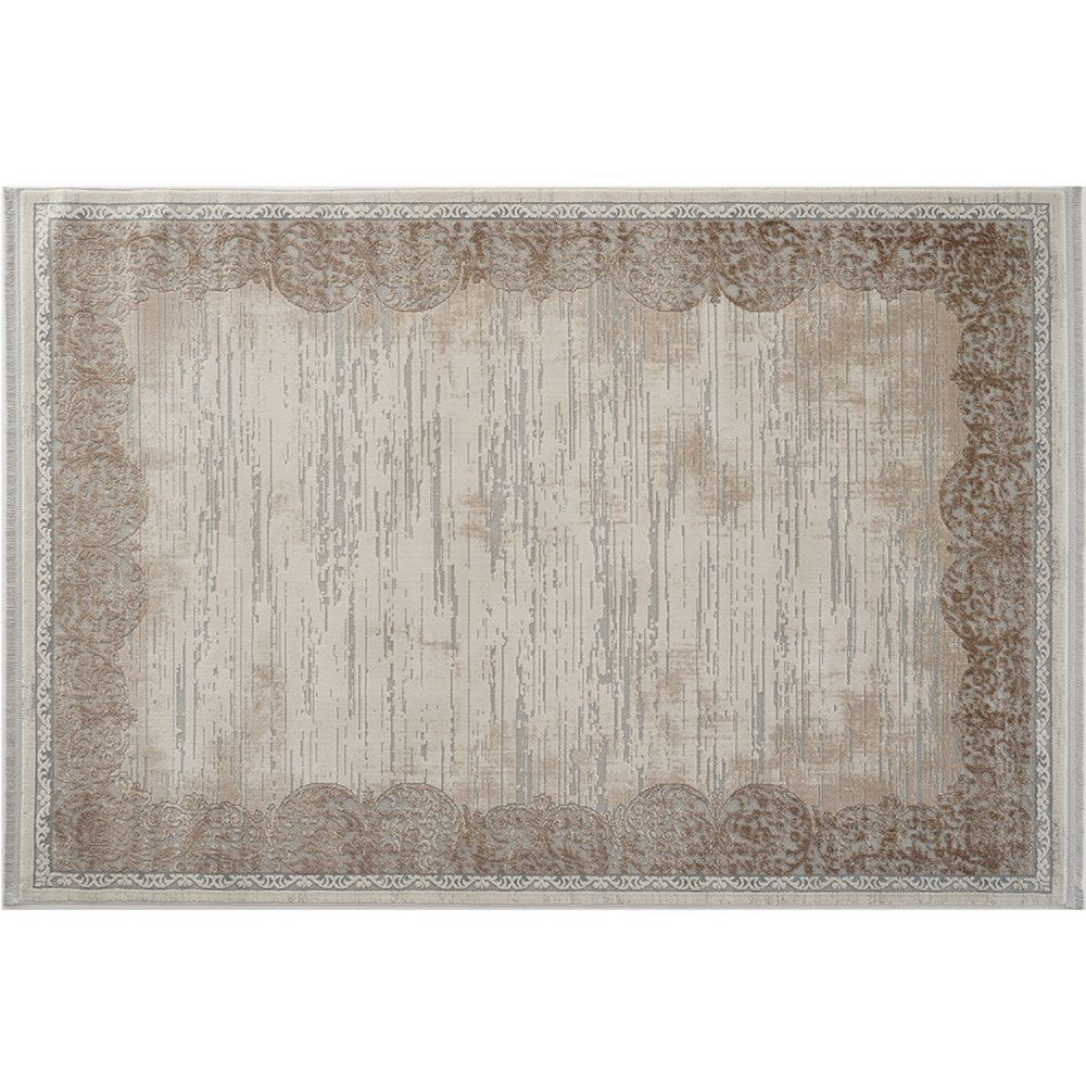 Trix 8 x 10 Large Area Rug, Persian Pattern, Lark Backing, Beige Cotton By Casagear Home