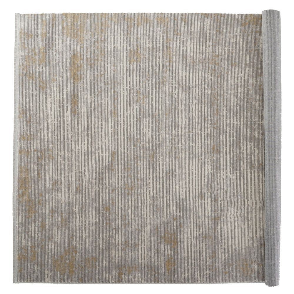 Trix 8 x 10 Large Area Rug, Distressed Abstract, Low Pile, Gray Cotton By Casagear Home