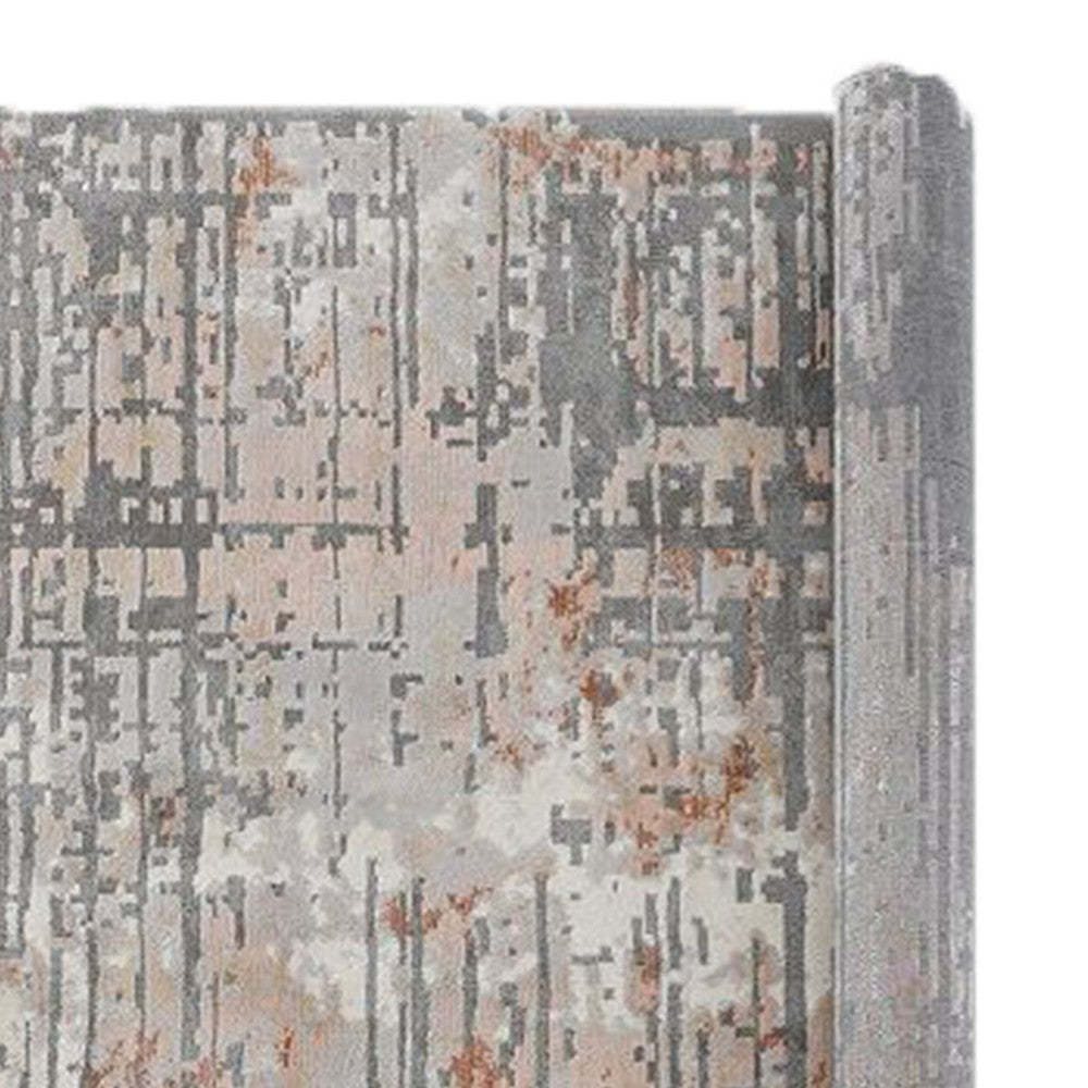 Trix 8 x 10 Large Area Rug Distressed Gray Cream and Orange Cotton By Casagear Home BM312338