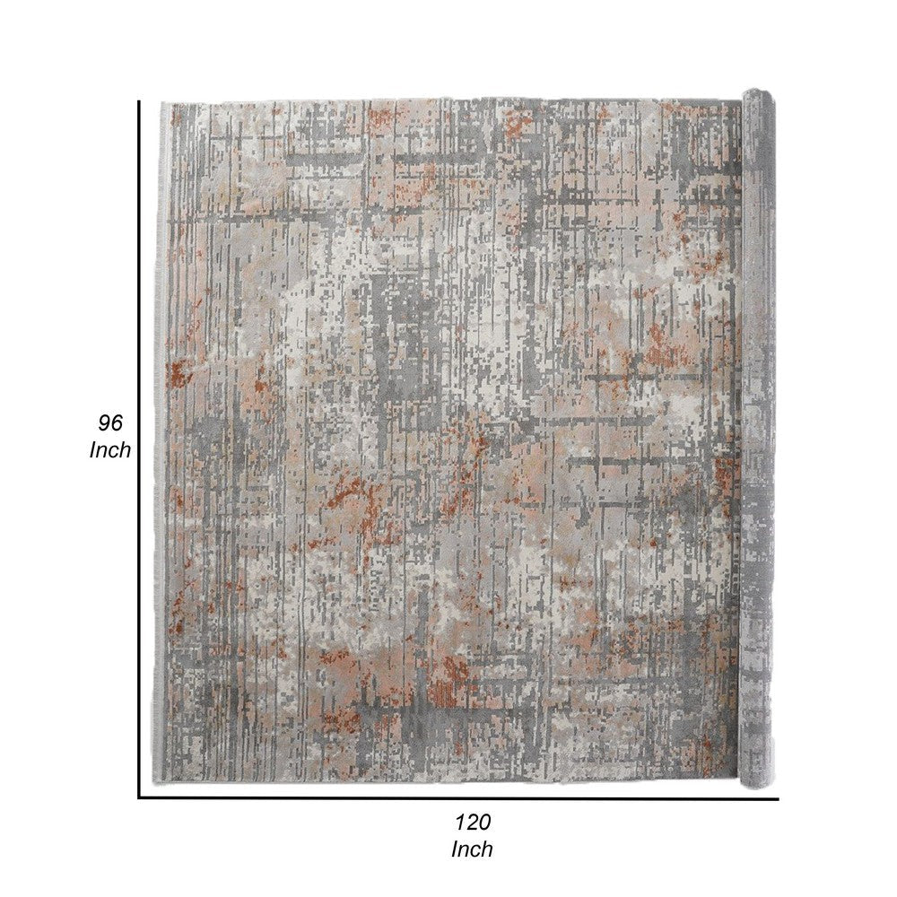 Trix 8 x 10 Large Area Rug Distressed Gray Cream and Orange Cotton By Casagear Home BM312338