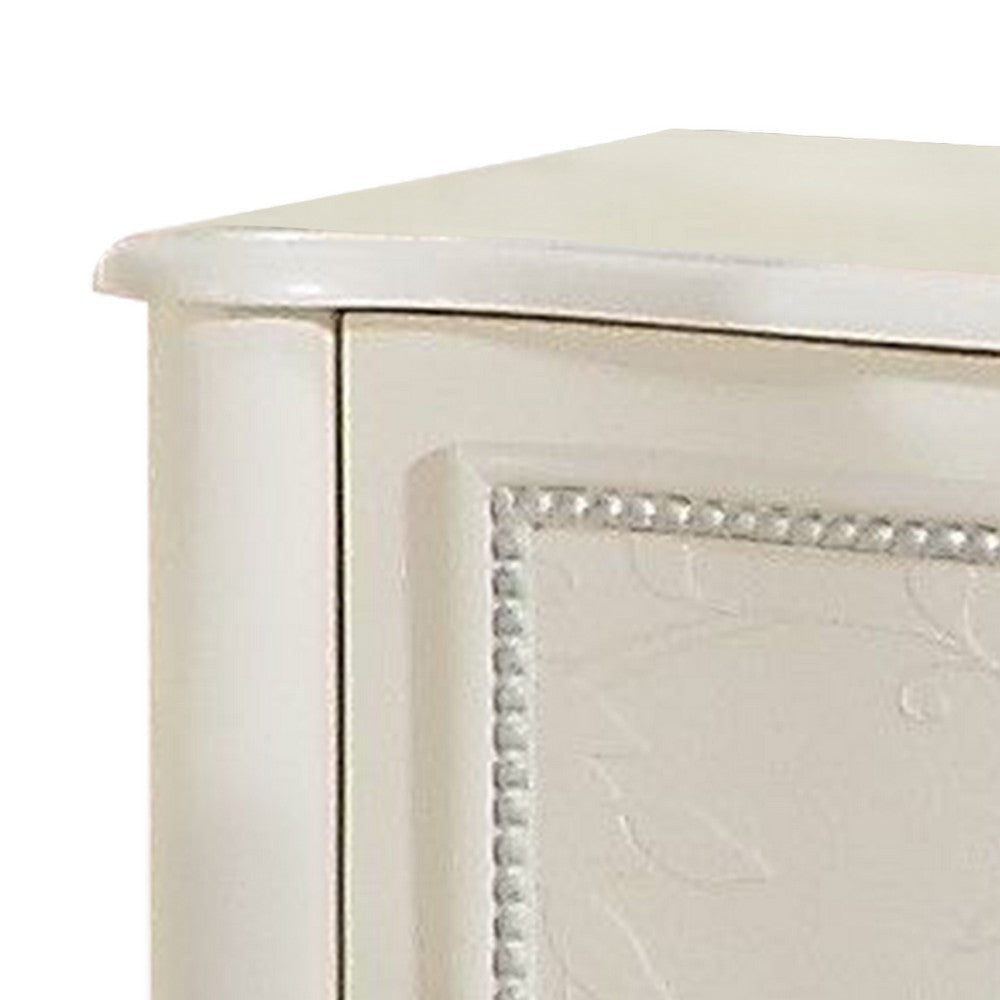 Dorie 26 Inch Nightstand with 2 Drawers Oval Molded Trim Ivory White Wood By Casagear Home BM312365