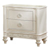 Dorie 26 Inch Nightstand with 2 Drawers, Oval Molded Trim, Ivory White Wood By Casagear Home