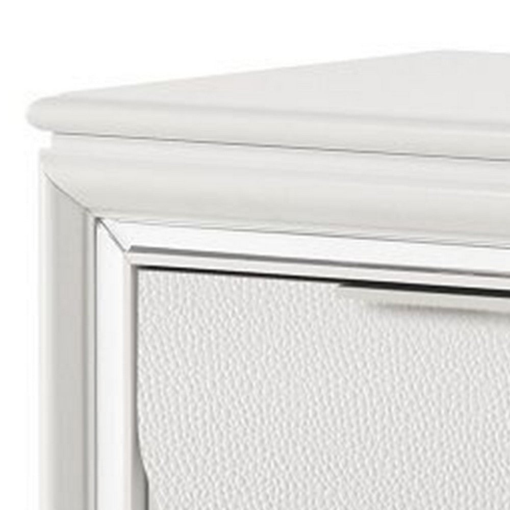 Rara 30 Inch Nightstand 2 Drawers Mirror Trim Acrylic Legs White By Casagear Home BM312377