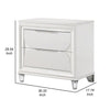 Rara 30 Inch Nightstand 2 Drawers Mirror Trim Acrylic Legs White By Casagear Home BM312377