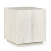 Cecil 22 Inch Side End Table, Square Oak Veneer, Plinth Base, White Wash By Casagear Home