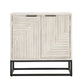 36 Inch Sideboard Cabinet Console, White Mango Wood, 2 Doors, Black Iron By Casagear Home