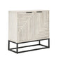 36 Inch Sideboard Cabinet Console White Mango Wood 2 Doors Black Iron By Casagear Home BM312467