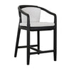 25 Inch Outdoor Counter Stool Chair, Gray Woven Olefin Fabric, Black Teak By Casagear Home