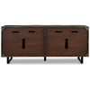 Franz 64 Inch Sideboard Accent Cabinet 4 Doors Mango Wood Black Base By Casagear Home BM312483