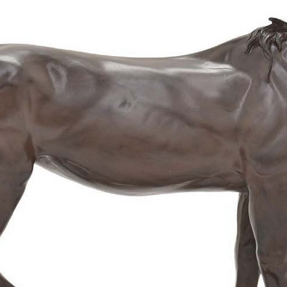 Refi 14 Inch Horse Statuette Figurine Modern Style Sculpture Brown Resin By Casagear Home BM312500