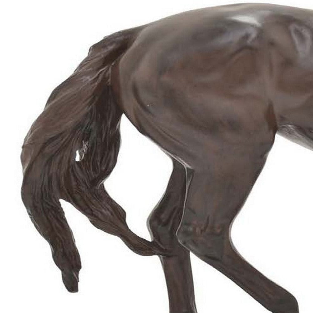 Refi 14 Inch Horse Statuette Figurine Modern Style Sculpture Brown Resin By Casagear Home BM312500