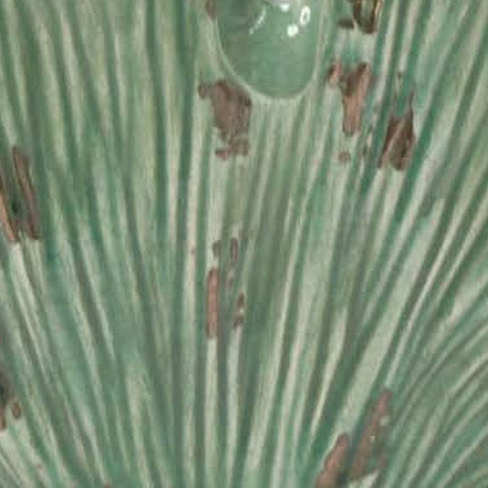 18 Inch Accent Vase Intricate Kelp Design Green Ceramic Brown Accents By Casagear Home BM312529