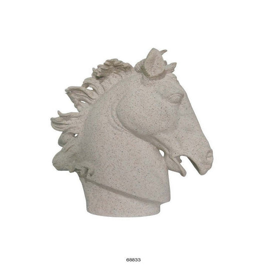 25 Inch Horse Head Figurine Statuette, Lifelike Design, White Resin By Casagear Home